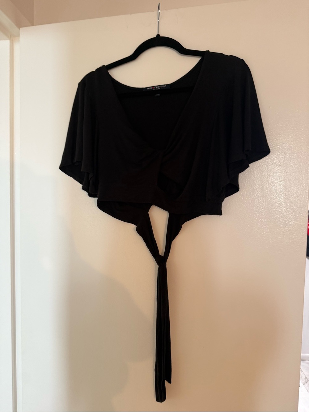 Cropped Tie-back Women’s Top - Black size medium